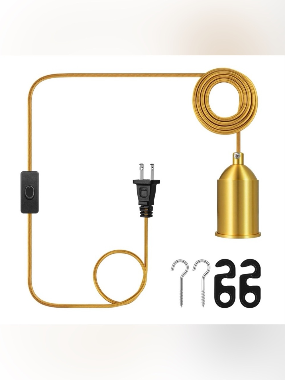Pendant Light 15’ Cord plus Mounting Kit - GOLD